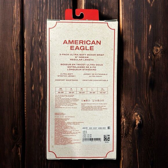 American Eagle Boxer Briefs Mens Small Ultra Soft 3 Pack Sheep Tan Fair Isle - Picture 2 of 5